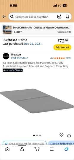 Sealed Twin “Bunkie Board” Mattress Support