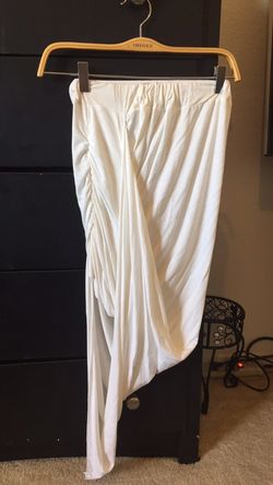 White long skirt with high side slit