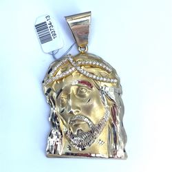 14Kt Yellow Gold CZ Jesus Pendant 41.10g 193734/12