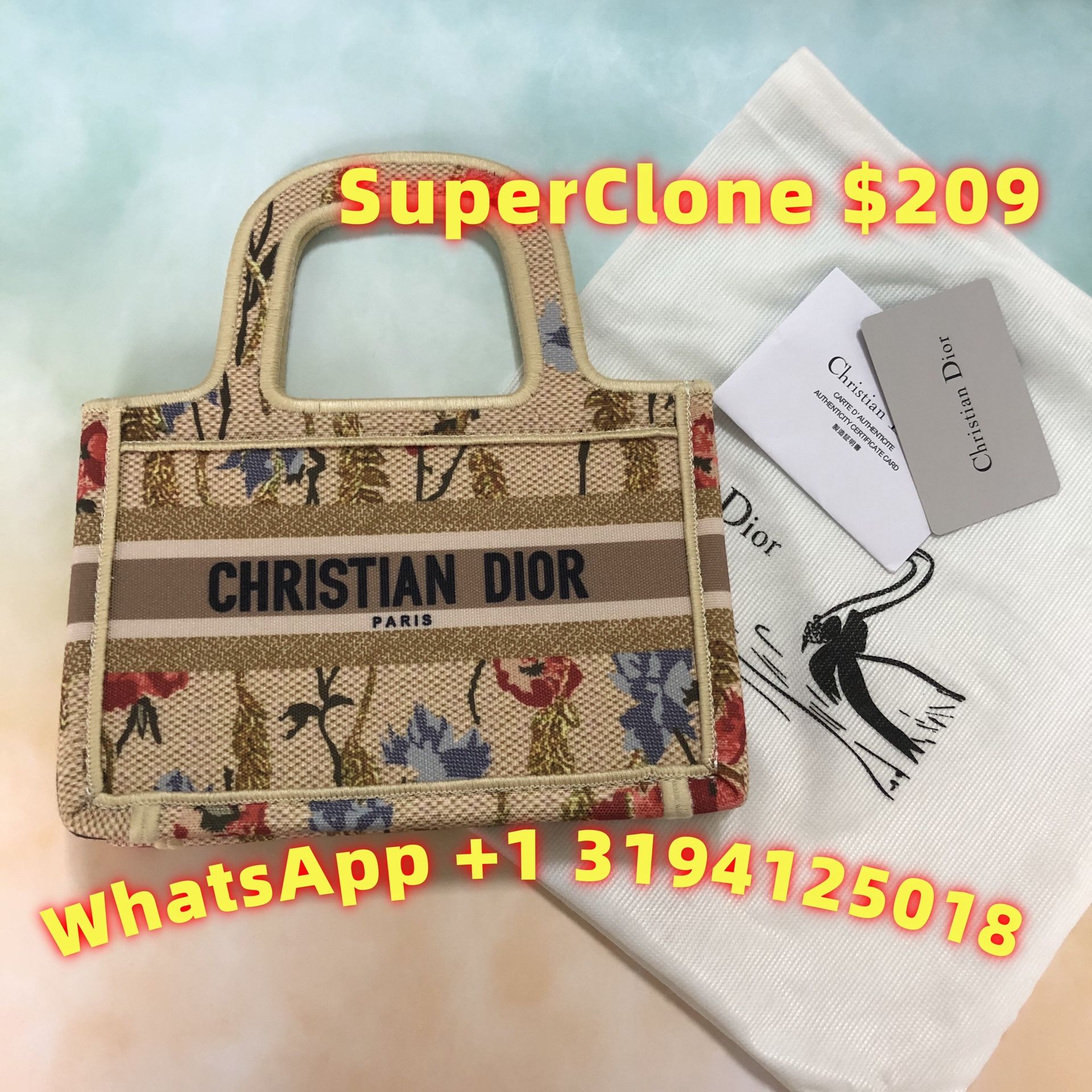 CHRlSTlAN DlOR PARIS Book Tote Multicolor in Hibiscus Metallic Thread Embroidery Bag For Women