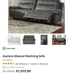 Ashley Furniture - Austere Manual Reclining Sofa