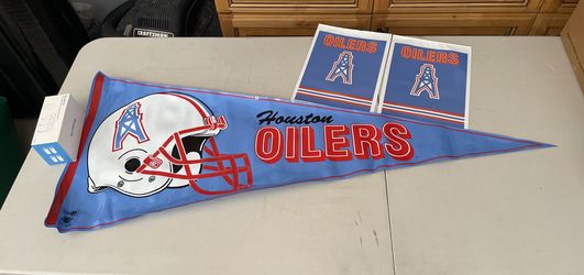 Houston Oiler Vinyl Pennant And Miller Lite Flags