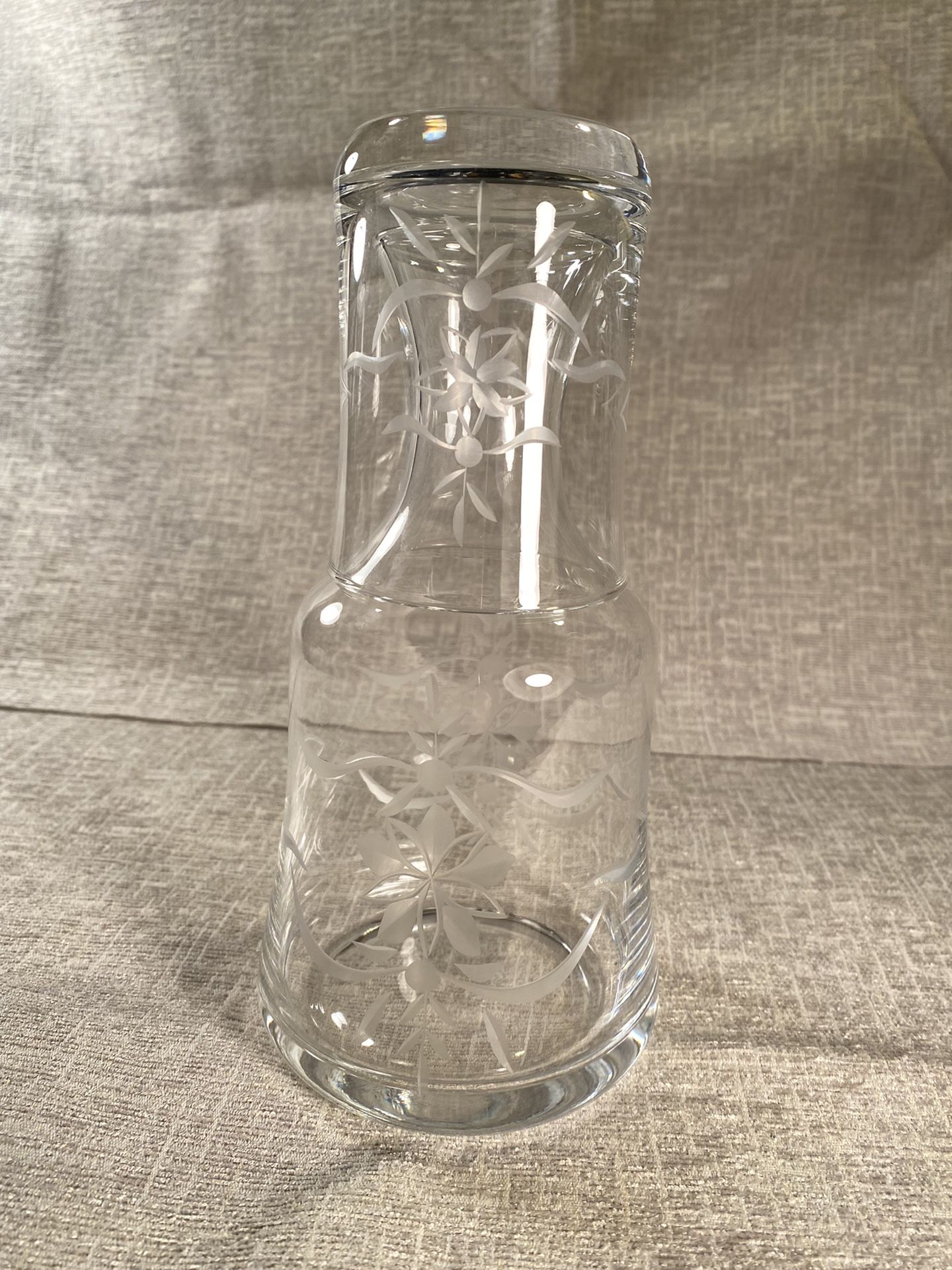 Vintage Lead-Crystal Floral Cut-Crystal Decanter Carafe With Tumbler