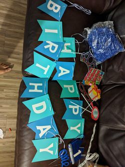 Birthday banner, decoration and cake topper
