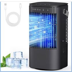 New-Portable Air Conditioners, 4-in-1 Mini Small Air Conditioner Evaporative Air Cooler Fan with 1000ml Water Tank, 3 Speeds & 7 LED Lights, Personal 