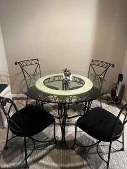 Metal/glass dining table and chairs
