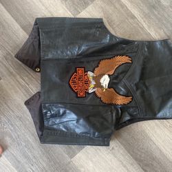 Vintage Genuine Leather Harley Davidson Vest