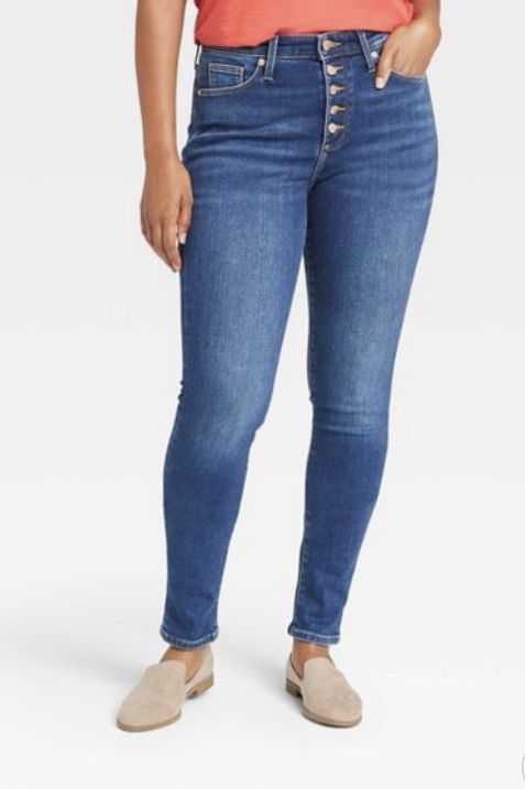Women's High-Rise Fleece Lined Skinny Ankle Jeans - Universal Thread™ Medium Blue 16