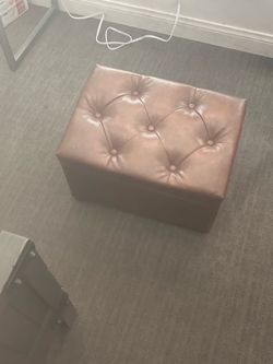 Brown Tufted Leather Ottoman