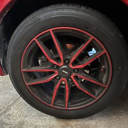 17’ Milano Red Konig Rims w/ Kinetica Kendra 205/55R16 Tires