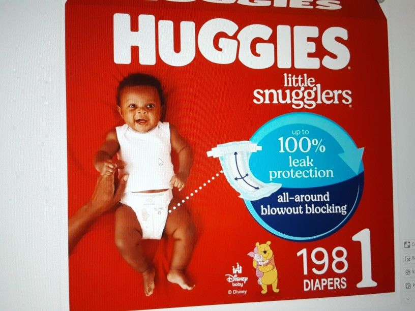 Huggies Little Snugglers Baby Diapers Size 1, 198 Count