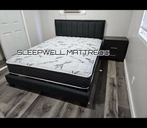 Queen Size Bed Frame With Pillow Top Mattress Included 