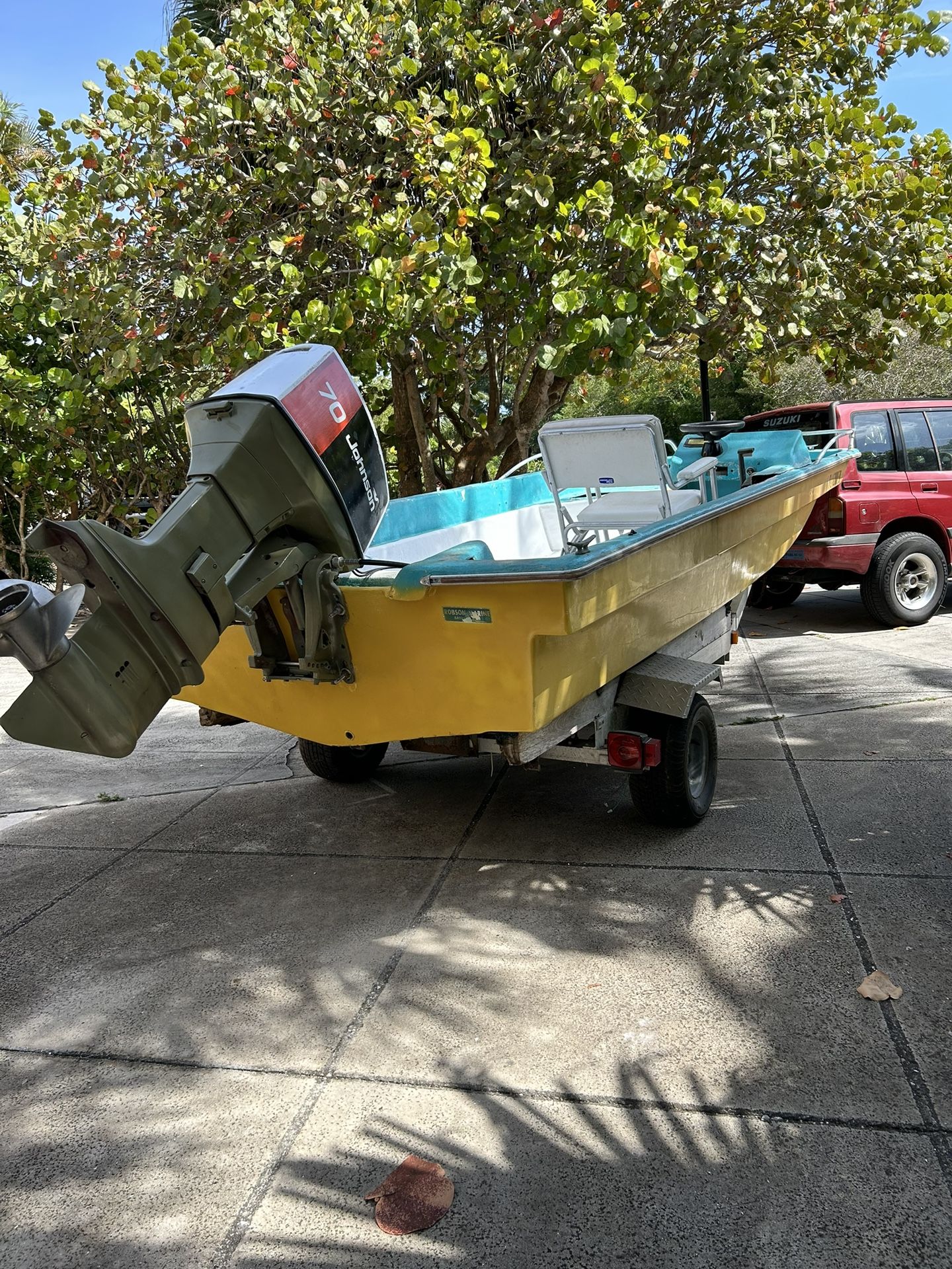 Florida skiff 17 foot boat motor trailer