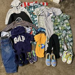 Lot Of  2t Boys Clothes Size 8 Shoes 