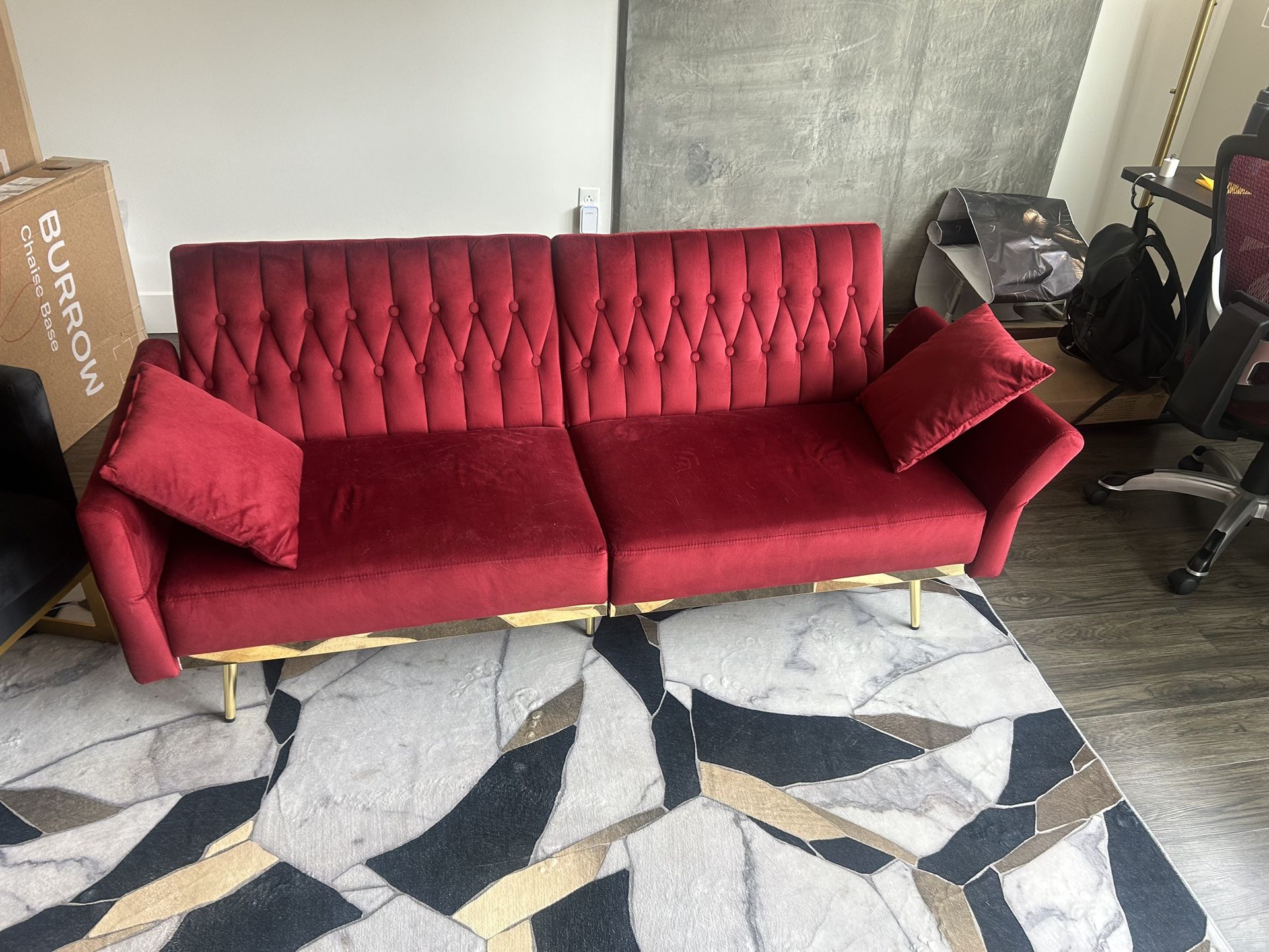 Red Velvet Sleeper Sofa