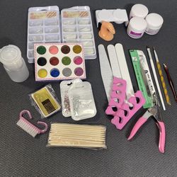 34 in 1 Acrylic Nail Kit Acrylic Powder Glitter Nail Art Manicure Tool Tips Brush Set
