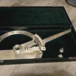 Antique Precision Protractor 8” Union Instrument Corp. USA w/ orig case