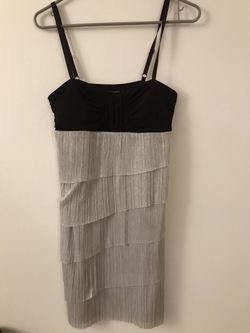Spaghetti Strap Black And Silver Dress