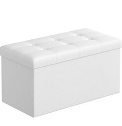 SONGMICS MAZIE Collection - 30 Inches Folding Storage Ottoman Bench, Ottoman with Storage, Foot Rest Stool, Load 660 lb, for Living Room, Synthetic Le