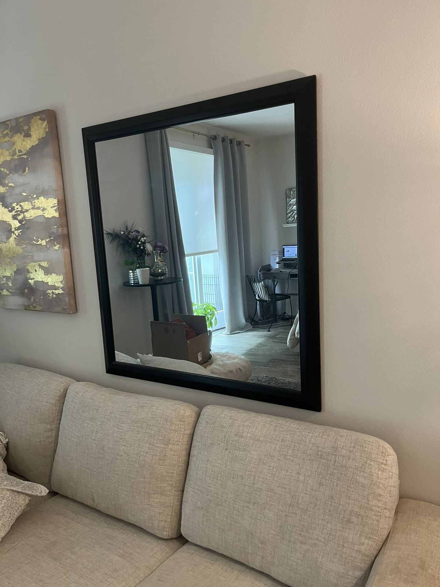 Large Black Wooden Mirror