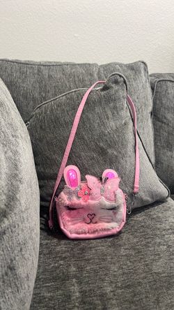 Kids Pink Fluffy Bunny Crossbody Purse