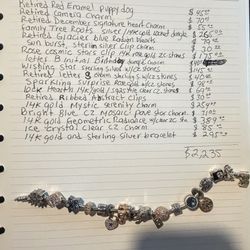 Pandora bracelet with 14k gold and silver rose gold Christmas charms 