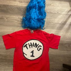 Thing 1 Costume W Blue Wig