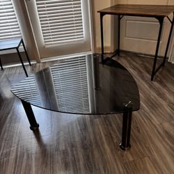 Modern Glass Coffee Table – Black Glass Top