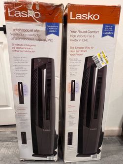 Fan and heater 2 in one year round use on a single equipment space saver lasko fan heater ventilador calentón 2 en uno