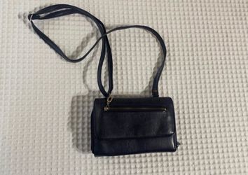 Classic Dark Navy Blue Leather Crossbody Wallet Cellphone Case Bag