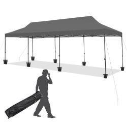 EROMMY 10x30 Pop Up Canopy Tent, Commercial Instant Canopy Heavy Duty with Roller Bag, 8 Sand Bags, 8 Wind Ropes & Ground Nails, Outdoor Canopies for 