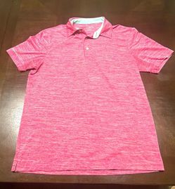 Chaps Golf Men’s Pink Heather Knit Short Sleeve Button Logo Polo Shirt M