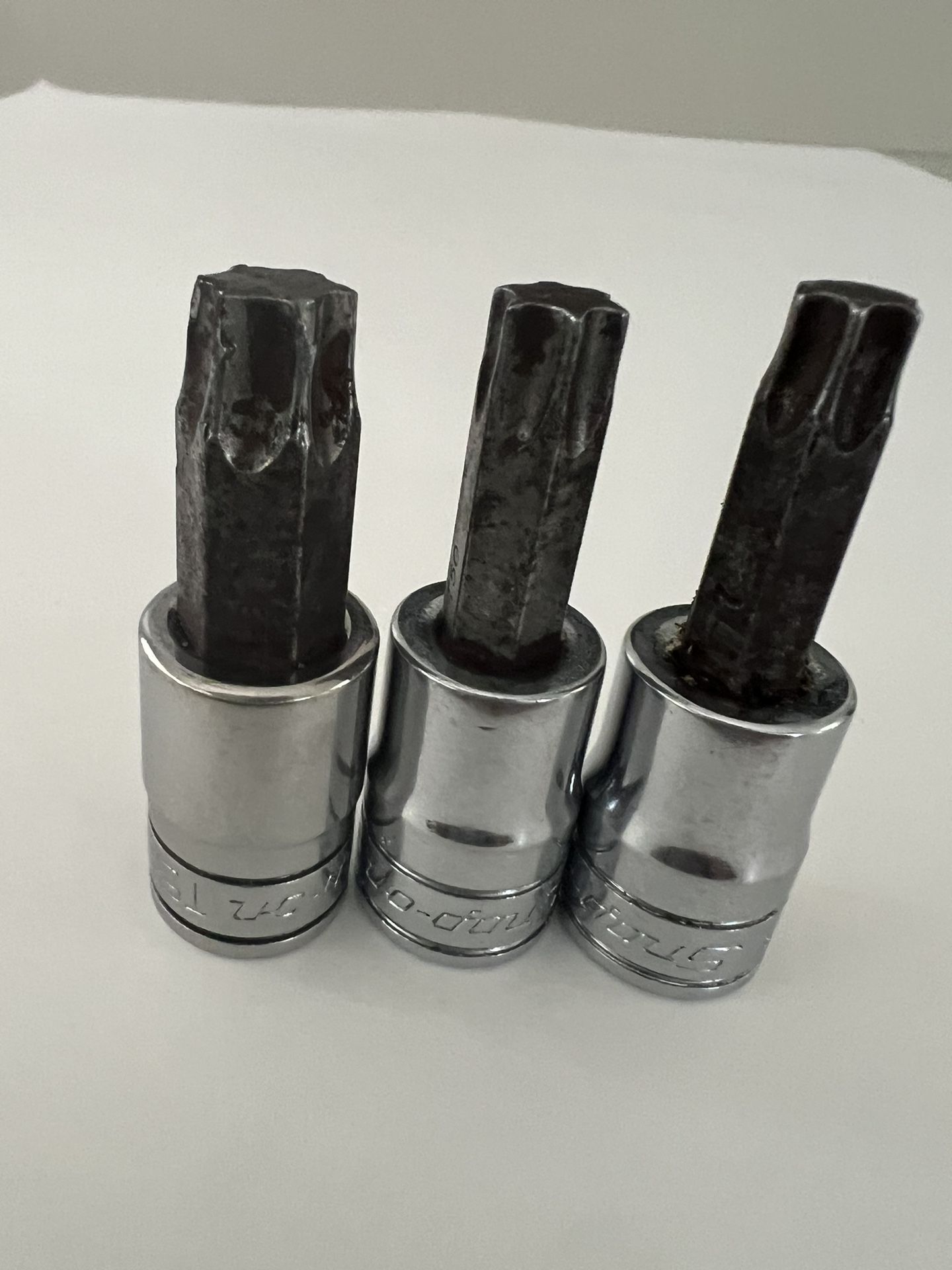 Snap-On LOT of 3 - 3/8" Drive Torx Bits - FTX45E, FTX50E, FTX55E, USA