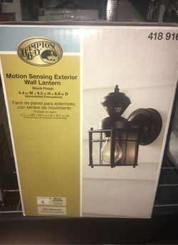 Hampton Bay Bayside Mission 150° Black Motion-Sensing Outdoor Wall Lantern Sconce