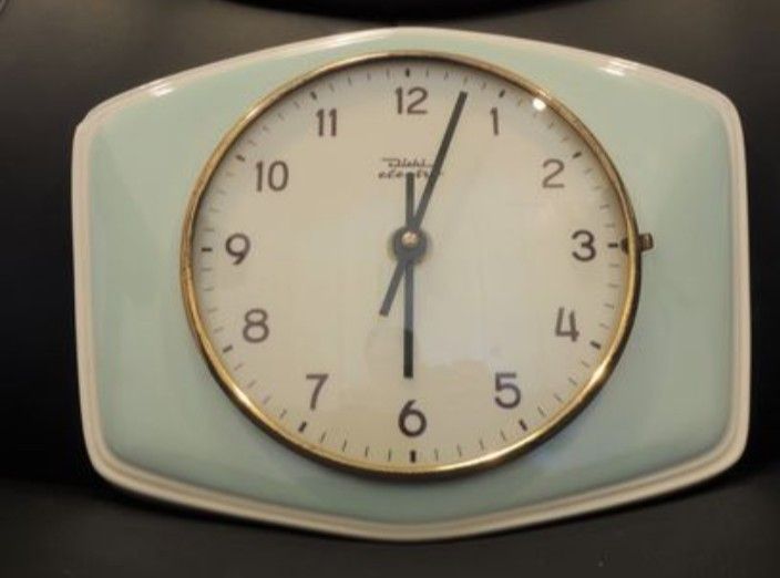 Vintage Diehl electro porcelain wall clock kitchen office MCM Retro Art Deco Works!