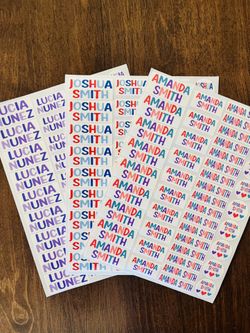 Back To School Name Label Stickers 
