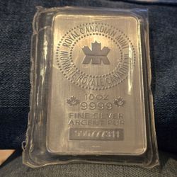 10oz .9999 Fine Silver Royal Canadian Mint Bar