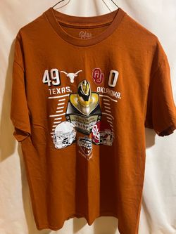Men's Blue 84 Texas Orange Texas Longhorns vs. Oklahoma Sooners 2022 Red River Showdown Football Score T-Shirt Size Large Used Good Condition $20 Meet