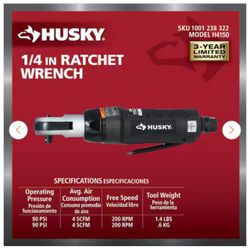 Husky 1/4 Inch Ratchet Wrench 