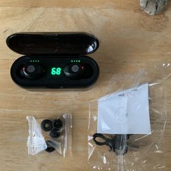 Black Wireless Bluetooth Headphones Waterproof LED Display 