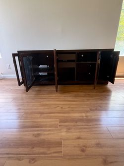 Modern Dark Wood Media Console / Storage Cabinet