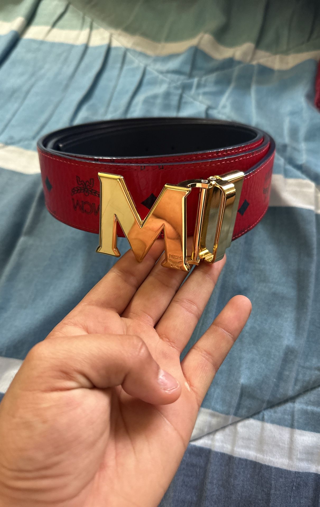 Red Mcm Belt New