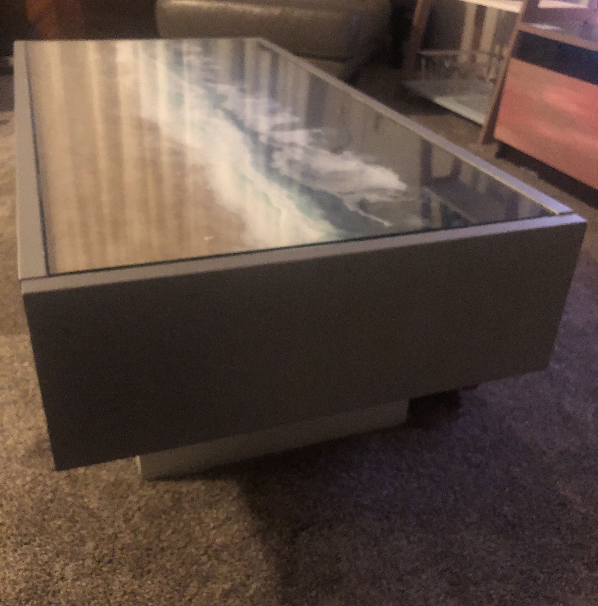 Beach Resin Coffee Table With Glass Cover