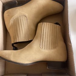 Men's Botin Charro El Canelo Nubuck Leather Ankle Boots Pull On Brown(Topo) 