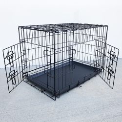 $30 (New) Folding 30” dog cage 2-door folding pet crate kennel w/ tray 30”x18”x20” 