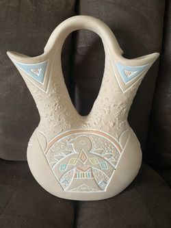 Navajo Marriage Vase w/ Thunderbird Design - Dual Spout - Multi-Color