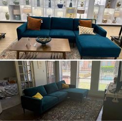 Teal velvet sofa