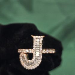 INTIAL "J" VVS D MOISSANITE  AND 925 STERLING SILVER OVER ROSE GOLD