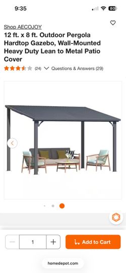 12 ft. x 8 ft. Outdoor Pergola Hardtop Gazebo, Wall-Mounted Heavy Duty Lean to Metal Patio Cover