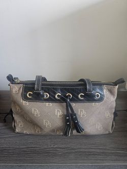 Tan and Black Canvas Handbag